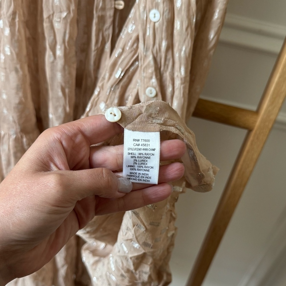 Saltwater Luxe Sheer Midi Dress - Size XS - NWT - Blush/Champagne Shimmer - Picture 5 of 9